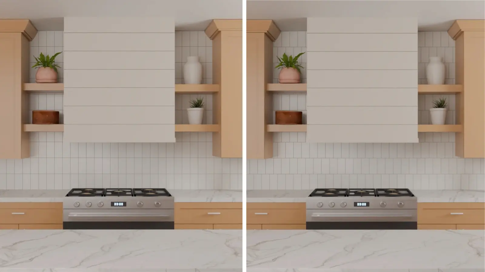 Vertical stacked versus vertical running bond kitchen backsplash